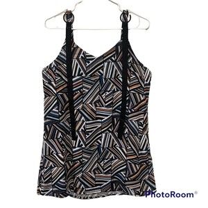 NWT Coco + Carmen Women Printed V-Neck Sleeveless Blouse Multicolored Top Sz S/M